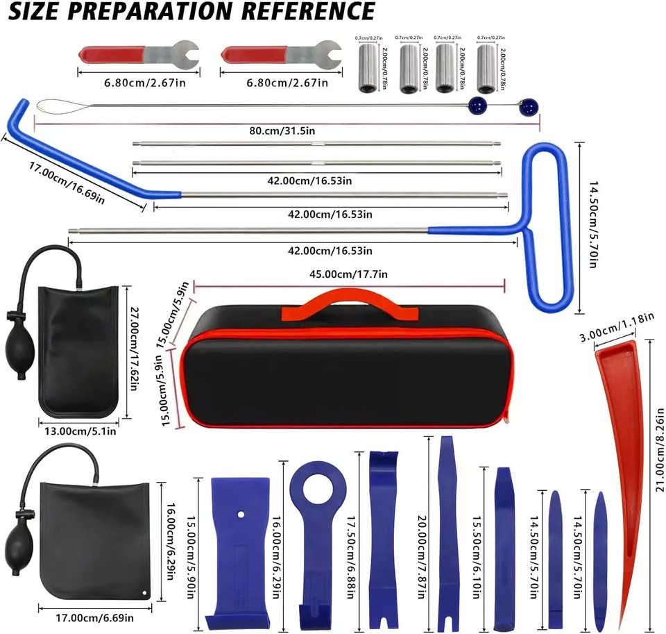 Car Lockout Kit Portable Automotive Tool Set 22 PCS Stainless Steel