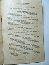 1905 Copy of Rules Relating to Teachers Certification