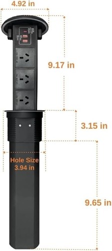 Waterproof Wireless Pop up Power Point Extension Power Cord with 3 AC Power Sock - Picture 6 of 9