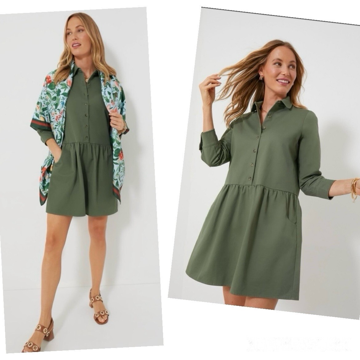 Tuckernuck Stretch Twill Hayes Shirt Dress Jade Green Pockets Collar Minimalist Tuckernuck Stretch Twill Hayes Shirt Dress Jade Green Pockets Collar Minimalist