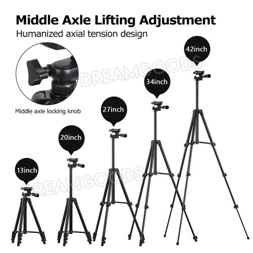 Professional Camera Tripod Stand Mount Remote + Phone Holder for iPhone Samsung - Picture 6 of 11