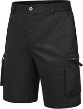 Men's Cargo Shorts 9" Inseam Stretch Waist Zip Closure 6 Pockets Casual