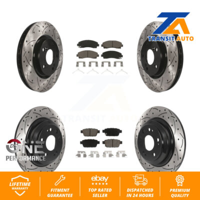 Front Rear Drilled Slot Disc Brake Rotors Ceramic Pad Kit For 2009-2014 Acura TL