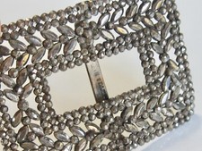 ANTIQUE FRENCH CUT STEEL SINGLE SHOE BELT BUCKLE FLOWER / FLORAL DESIGN FRANCE