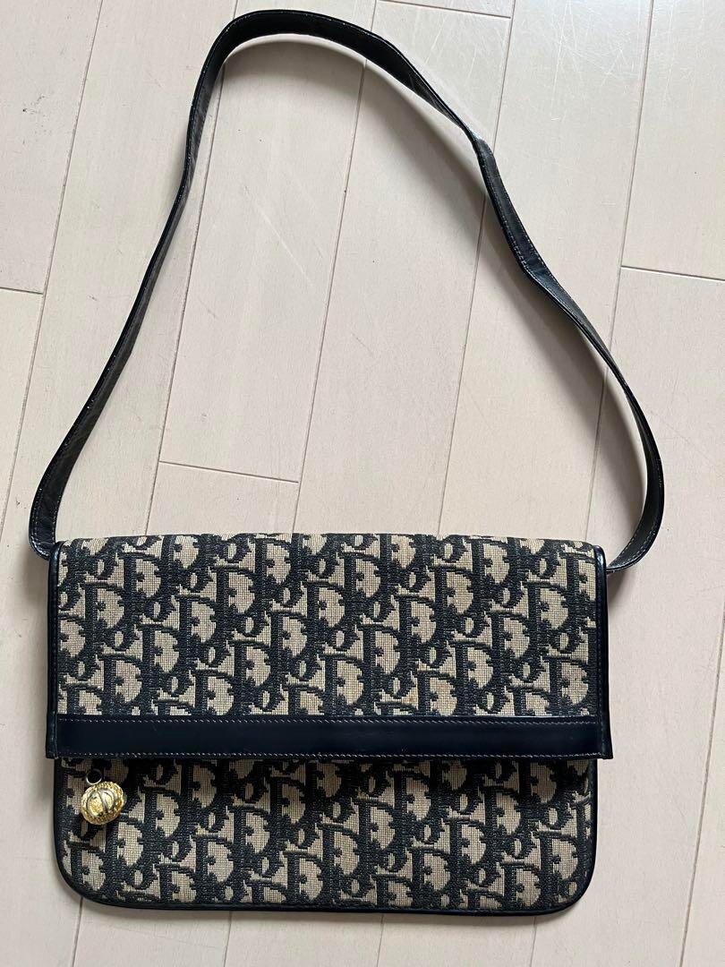 CHRISTIAN DIOR Old Dior Trotter Shoulder Bag Navy Used | eBay