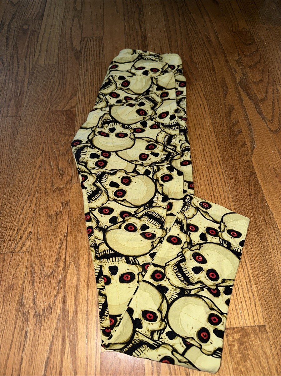 Lularoe Skull Skeleton RED EYES One Size Halloween Jeggings