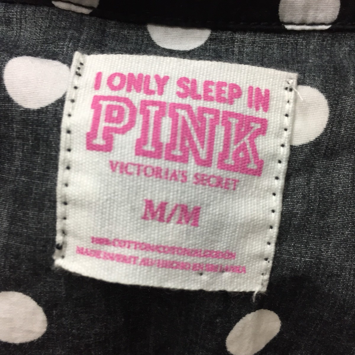 Haut De Pyjama Victoria's Secret VS ROSE - Noir à Pois Blancs - Taille M - Occasion Très Bon état