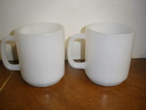 lot of 2 Glasbake USA white milk glass mug mugs (M45)