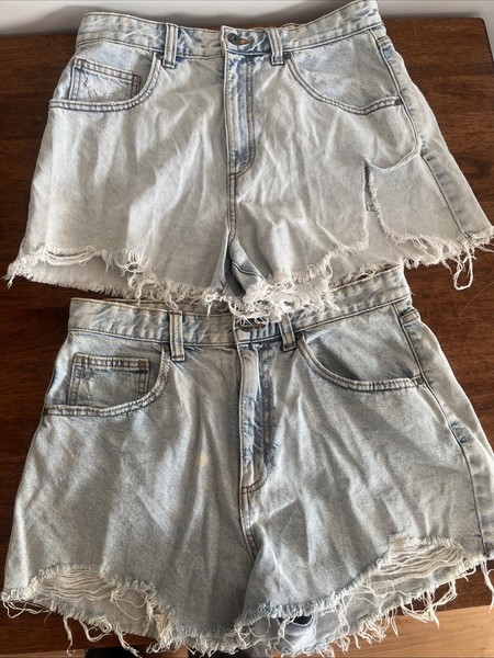 Cotton On Light Blue Cut Off Jeans Shorts x 2. Size 12.# Vic 2