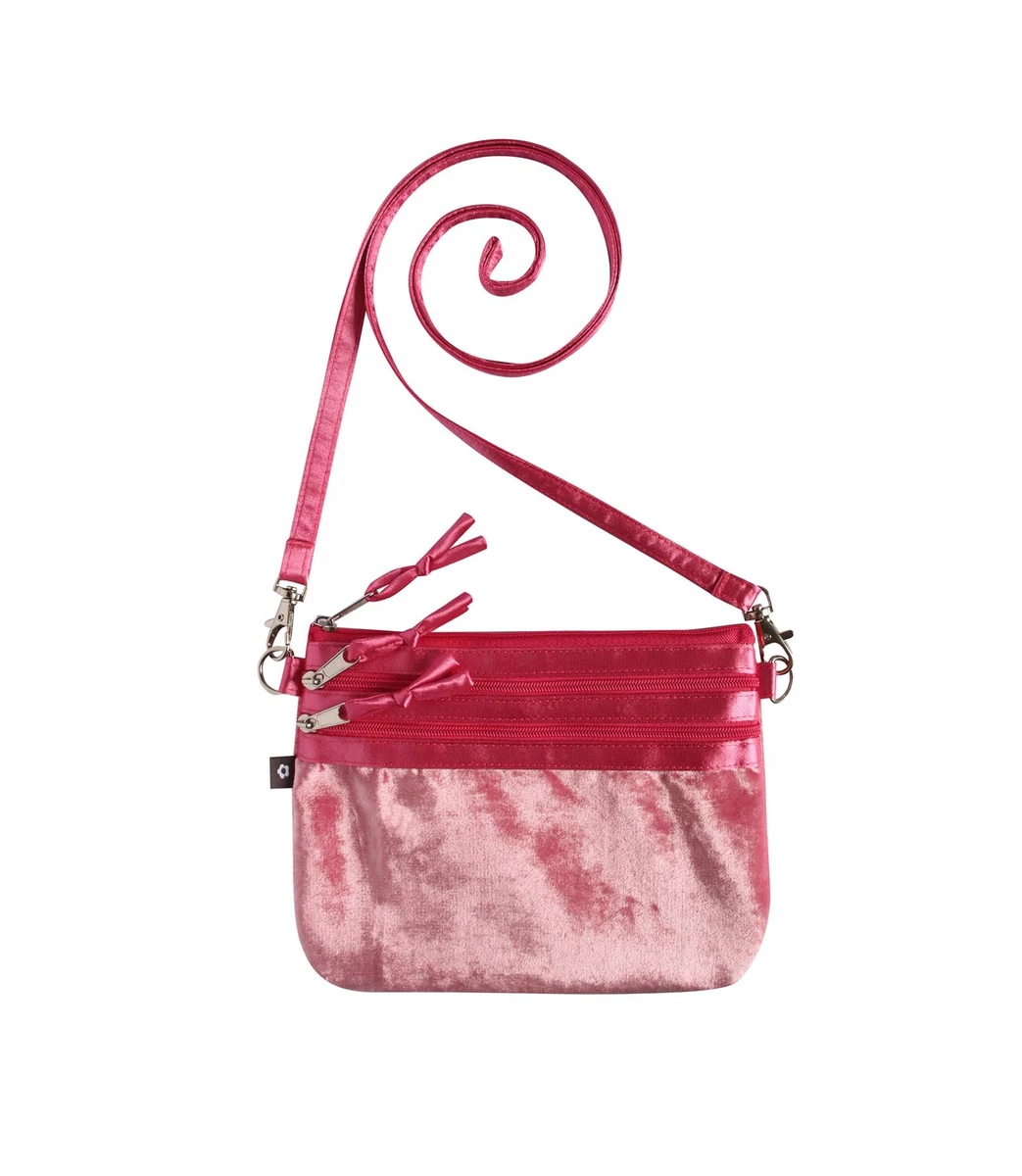 Earth Squared 3 Zip Pouch Crossbody Silk Velvet Evening Bag