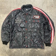 Vintage 70s Topp Master Speed Pro Engine Part Quilted Racing Jacket CHAIN STITCH
