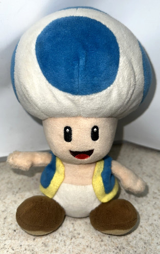 Super Mario Brothers Blue Toad 7" Plush Loose Toy Nintendo. Free Shipping