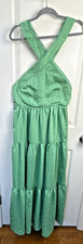 Forever 21 Women’s Dress Green Tiered Maxi Crossover Straps Resort Boho Summer