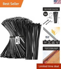 1000-Pack 12-Inch Heavy Duty Black Zip Ties - 40 lbs Strength for All Uses