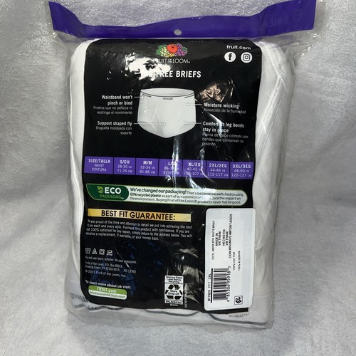 Fruit of the Loom Mens White Tag Free Cotton Briefs Underwear 6 Pack ...
