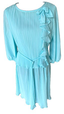 VTG 1970's Ms Classic Dress Ruffle Bow PulloverBelted Cottagecore Housewife Twee