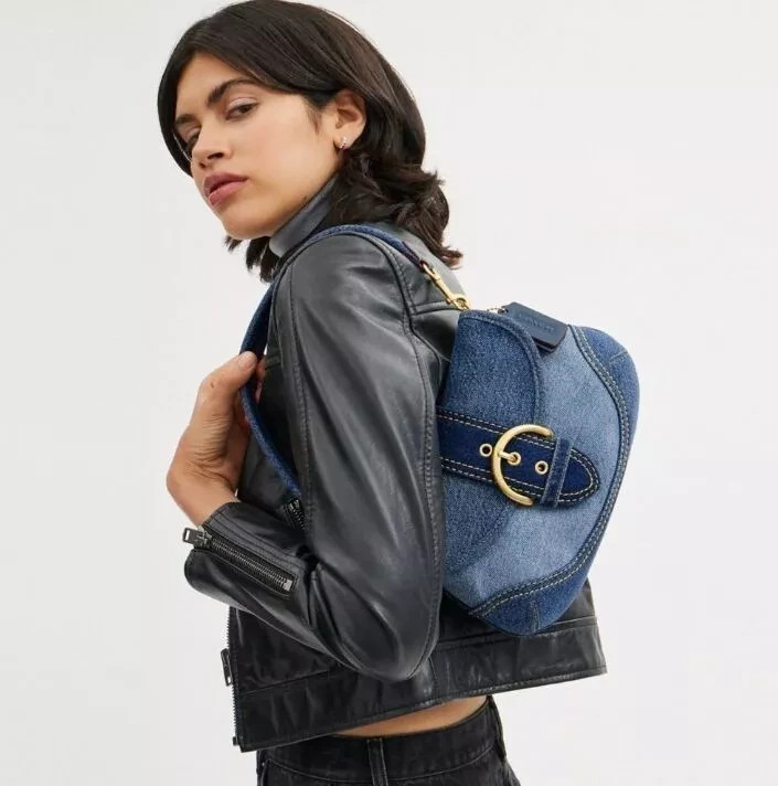 COACH Soho Shoulder Bag Upcycled Repurposed Denim Blue CR737