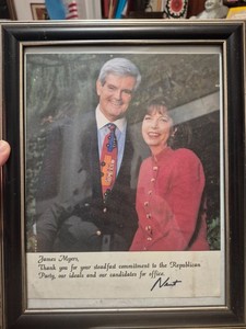 Newt Gingrich and Marianne Gingrich signed photo speaker of the house republican