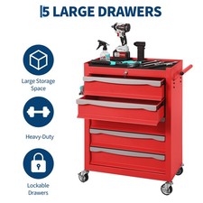 Heavy Duty 5-drawer Rolling Tool Chest With Keyed Lock And 360 Swivel Wheels Heavy Duty 5-drawer Rolling Tool Chest With Keyed Lock And 360 Swivel Wheels