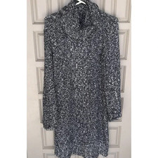 Unbranded Sweater Dress SzL Long Sleeves Cowl Blk/Gray Knee Length Pre-Owned