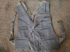 Vintage Men's Morning Dress Backless Waistcoat Adjustable Dove Grey Small