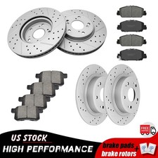 Front Rear Drilled Brake Disc Rotors + Ceramic Pads for 2013 - 2017 Honda Accord
