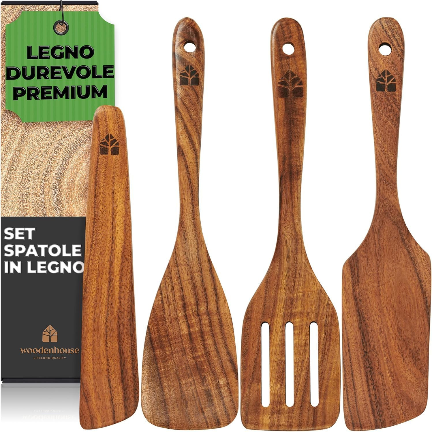 Set Utensili Cucina Legno Teak: Spatole Professionali Antigraffio