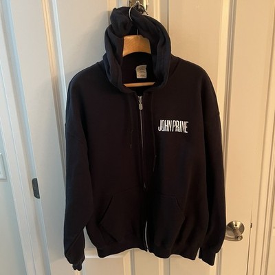 John Prine Hoodie SweatShirt Men XL Black Full Zip Song Catalog Concert Tour