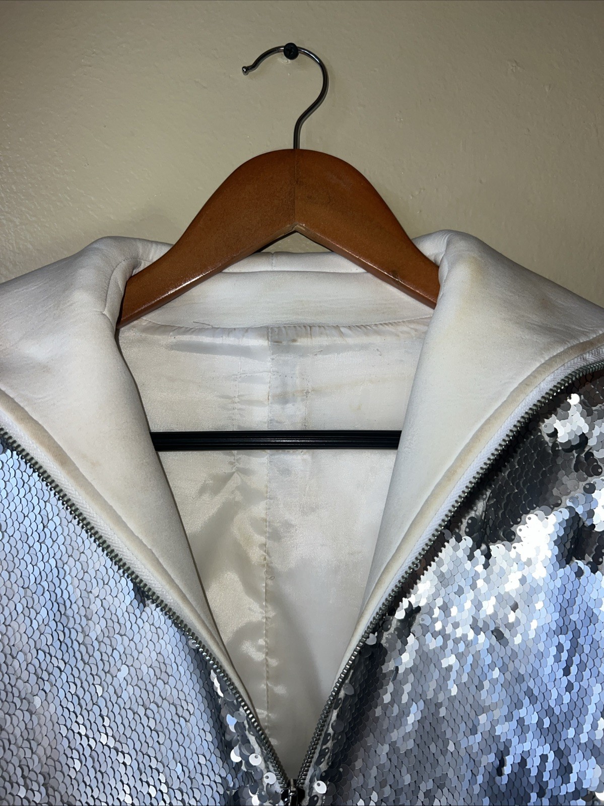 NU Silver Sequin  Sequence Pendulum Jacket Sz M - image 3