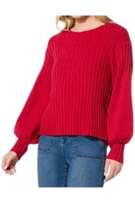 DG2 by Diane Gilman Women's SoftEase Lantern-Sleeve Sweater Red