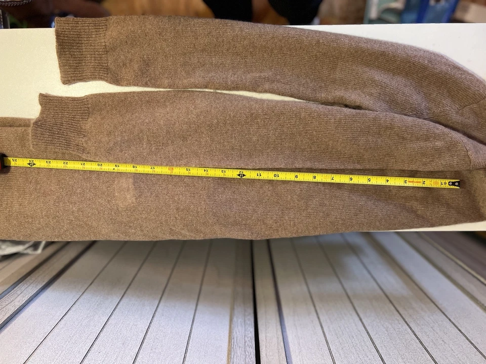 Cárdigan T Tahari Pure Luxe 100 % 2 capas de cachemir para mujer S suéter tostado con bolsillos Foto 3 de 4