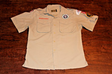 Boy Scouts of America BSA Youth Shirt Tan Large Vented Poly Microfiber Soft