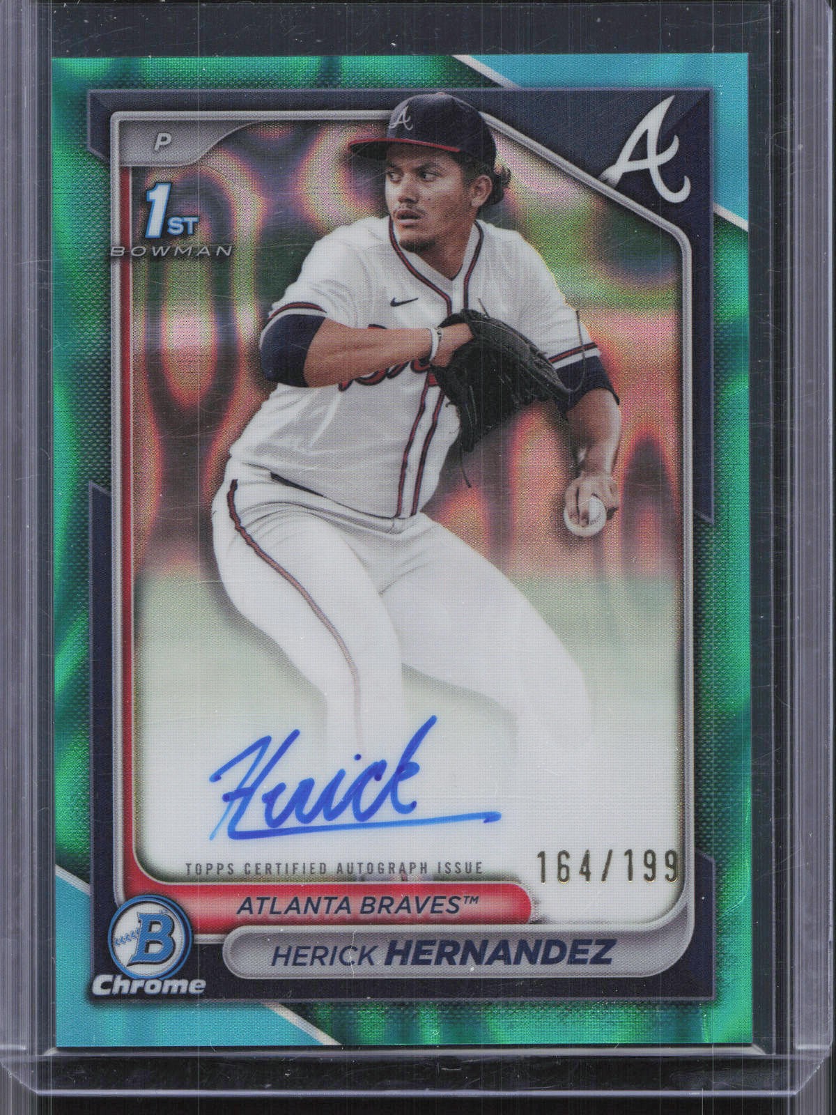 2024 Bowman Draft #CPA-HH Herick Hernandez 1st Chrome Aqua Lava Auto #/199