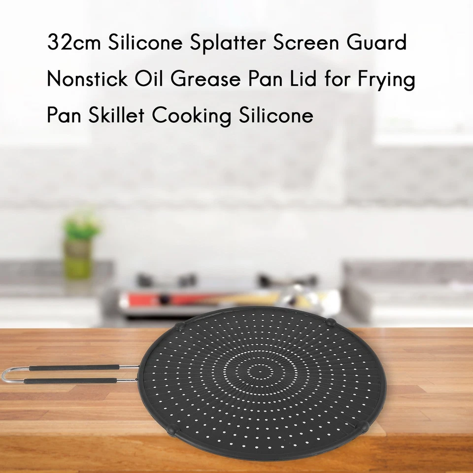 32cm Silicone Splatter Screen Guard Nonstick Oil Grease Pan Lid for Frying7879 - Image 3 of 4