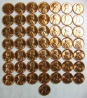 1957-D LINCOLN PENNY - ONE CENT - FULL ROLL - LOT OF 50 - FROM OBW ROLL - UNCIR