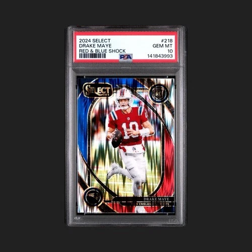 Drake Maye 2024 Panini Select #218 Red & Blue Shock PSA 10