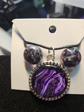 Acrylic Paint Pendant Necklace and Earrings Set for Women Fashion Jewelry 