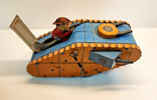 Vintage Marx Tin Wind-up Doughboy Tank with Popout Gunner. Works.