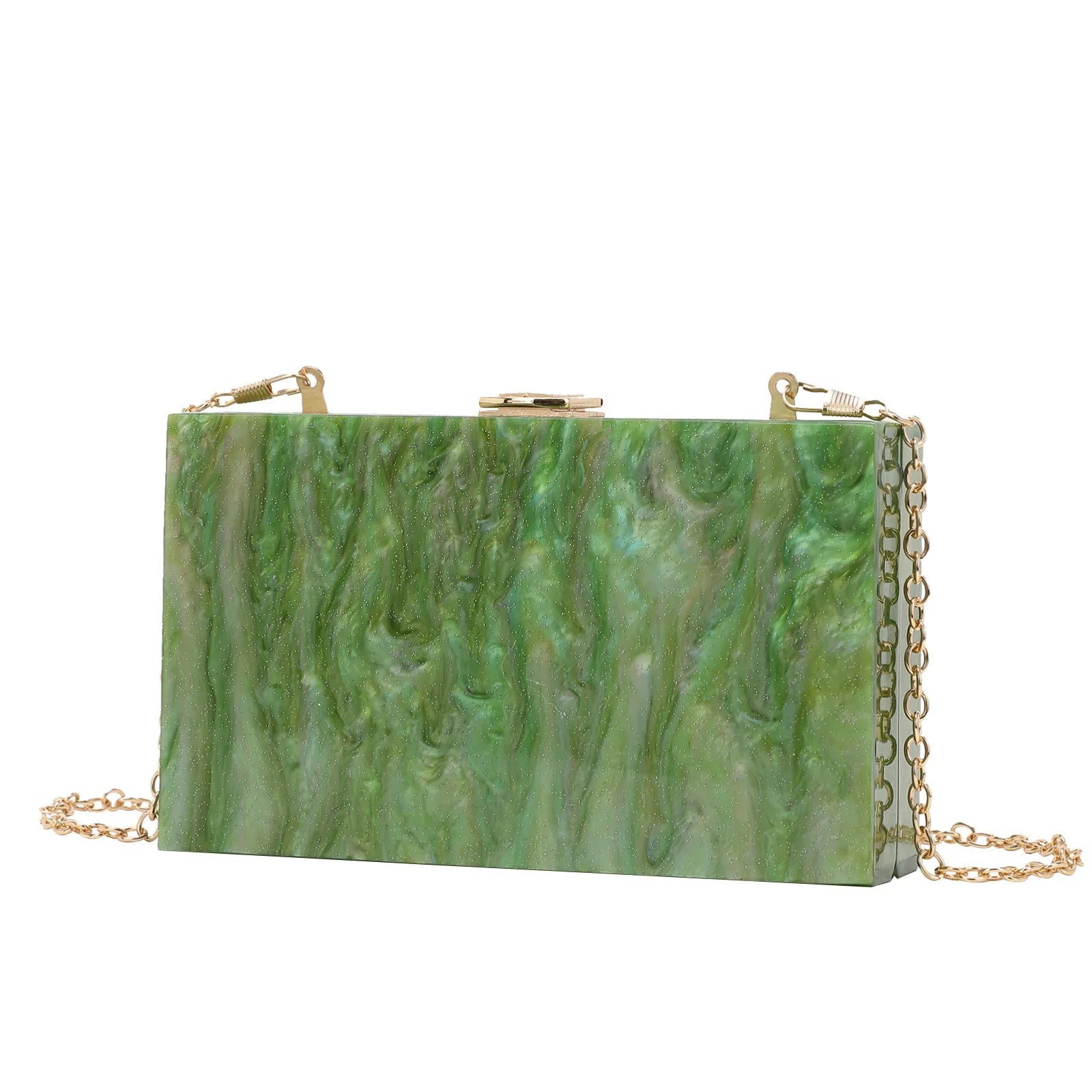 Women Acrylic Marble Clutch Bag Box Evening Bag Chain Shoulder Crossbody Purse