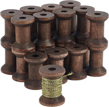 30Pcs Antique Wooden Empty Thread Spools Bobbins for Crafts DIY Projects Coconut