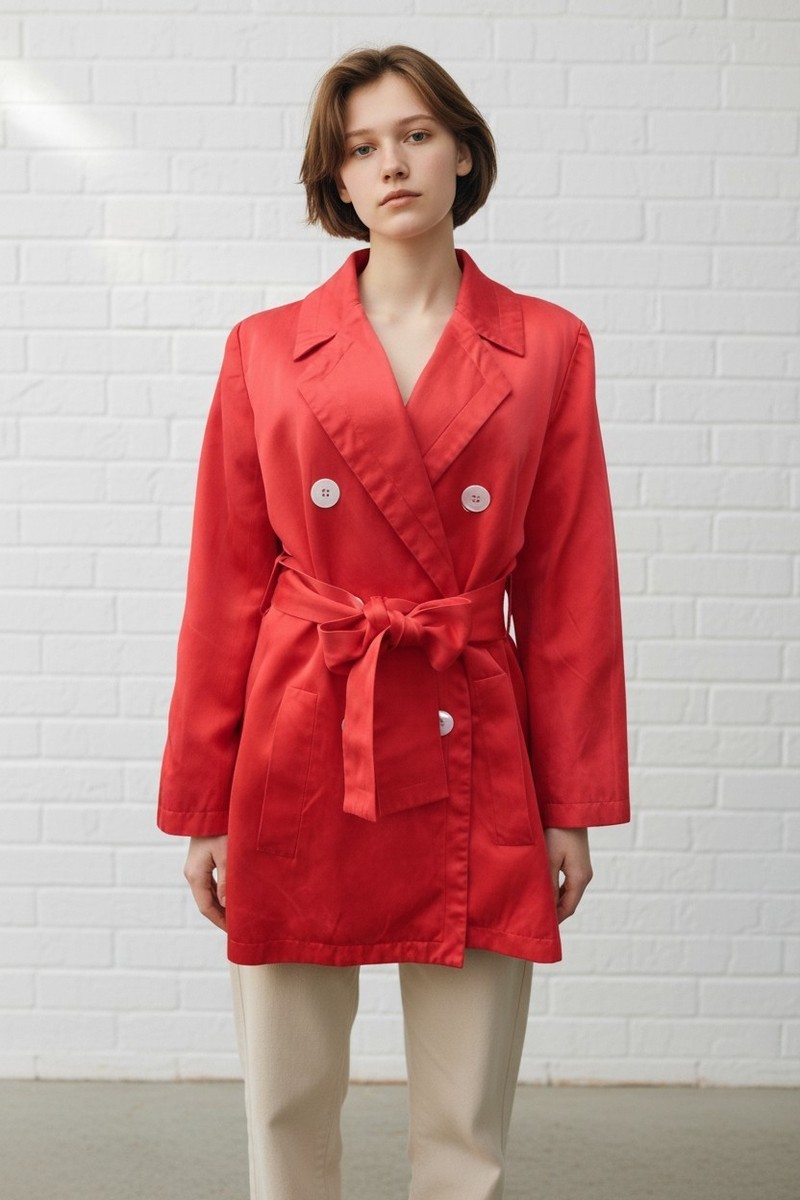 Yves Saint Laurent レッドコート 36 Vintage YSL SAINT LAURENT Rive Gauche NEW Short Coat 36 Red Satin
