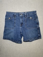Y2K 90s Jean Shorts Womens Sz 12 Cotton Square Pockets Casual Denim Faded Glory