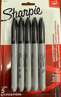 Sharpie Fine Point Permanent Markers Black Ink 5 Count MPN 30665PPA