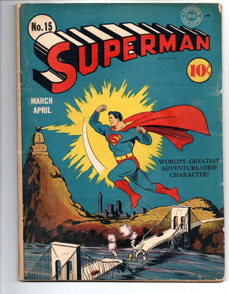 SUPERMAN #15 (1942) - GRADE 4.5 - DC GOLDEN AGE JIMMY OLSEN KEY