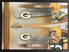 B.J. Raji Clay Matthews 2009 Playoff Contenders Draft Class Rookie GOLD /100 RC