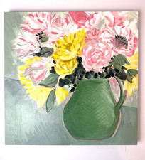 Sunshine & Petals - Original Acrylic 12 x 12 inch Painting by Jessica Woerner