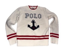 Polo Ralph Lauren Kids White POLO Anchor Nautical Preppy Sweater Pullover Sz 6/8