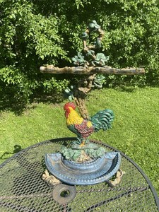 Victorian Cast Iron Umbrella /cane Stand Rooster 26x16x9 In.