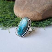 Nice Chrysocolla Gemstone Ring 925 Sterling Silver Free Shipping Ring PG6877