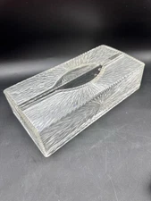 1950s style Clear Acrylic Plastic Tissue Box Sunburst Pattern Wall mount 10x5x3”